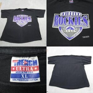 Vintage‎ 92' Colorado Rockies Shirt Mens XL Trench Ultra Black Cotton USA Made